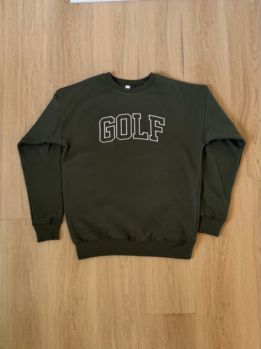 Olive Crewneck “GOLF” Sweater NWOT